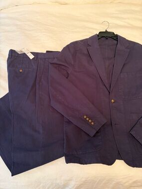 J. Crew Men's Navy Blue Cotton Suit Blazer & Pants